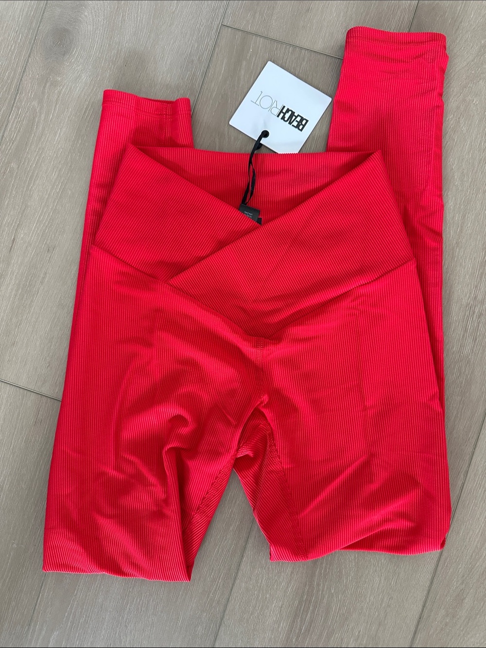Beach Riot Soft Ribbed High-Waist Kids Red Leggings